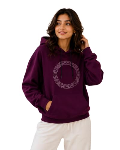 Image of Women's Luxury Rhinestone Geometric Circle Pullover Hoodies for Women