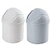 LIOOBO 2 Pezzi Mini Pattumiera da Tavolo con Coperchio Basculante Piccolo Bidone della Spazzatura Contenitore per Rifiuti per Casa Cucina Bagno Ufficio Bianco Grigio