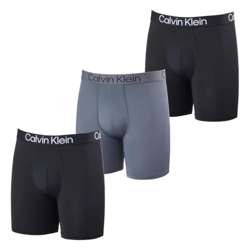 Calvin Klein Men's Boxer Brief Moisture Wicking, 3-pack (US, Alpha, X-Large, Regular, Regular, Black/Black/Gray)