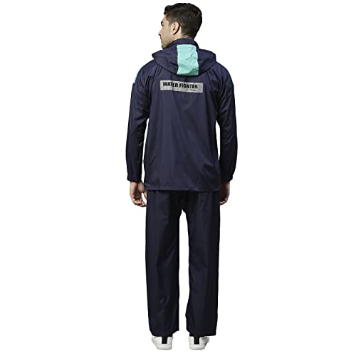 Image of ZEEL Rain Coat for Men Waterproof for Bike Riders with Adjustable Hood and Pocket,Waterproof Raincoat with Polyester Jacket Pant and Carrying Pouch,AZ06