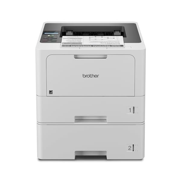 Brother HL-L5210DWT Business Monochrome Laser Printer with Dual Trays, Wireless and Gigabit Ethernet Networking, Duplex Printing, Large Paper Capacity, and Mobile Printing, White