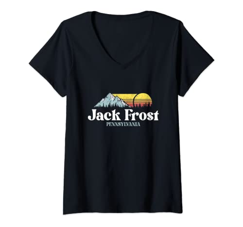 Womens Jack Frost PENNSYLVANIA Snow Ski Snowboard Hiking V-Neck T-Shirt