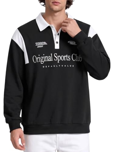 Rosegalette Rugby Shirts for Men Long Sleeve Polo Fleece Lined Sweatshirts - image 1