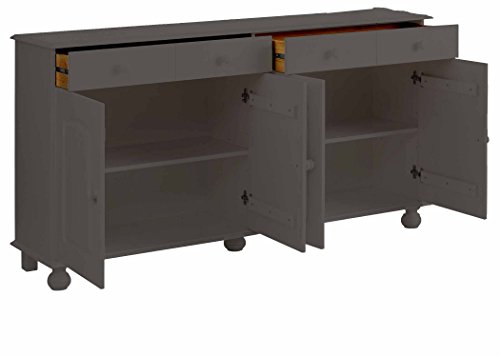 Image of APRODZ Solid Wood Sideboard Cabinet for Living Room | Wooden Storage Cabinet with 3 Drawers & 3 Doors | Kitchen Crockery Cabinet | Drawer Cabinet for Dining Room Bedroom | 161x35x79 cm,Opera Evening