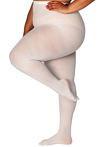 Image of HONENNA Queen Plus Size Tights Semi Opaque Control Top High Waist Stockings Nylons Pantyhose for Women 1X 2X 3X 4X 5X 6X