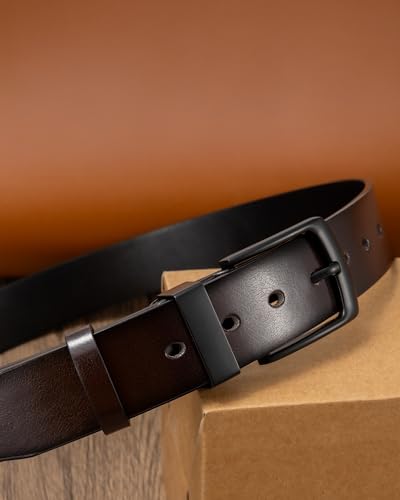 Image of maikun Mens Casual Dress Belt, Mens Leather Black Belt, Casual Wear Jeans Pants