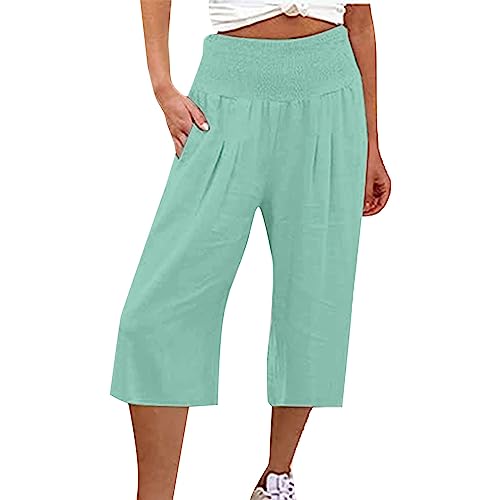 Pantalon de survêtement coton lin grande taille femme avec ceinture élastique
