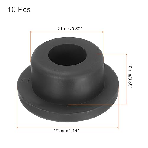 Image of uxcell High Temp Silicone Plug Mount Dia 21mm /0.82 inch T Shaped Rubber Stopper Hole Plugs for Powder Coating Plating Waterproof Plugs Sealing Plugs Black Pack of 10(OD 29mm)