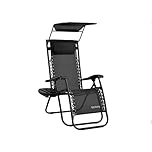 Rainberg Zero Gravity Lounger Chair, Outdoor & Garden Sunloungers, Folding Reclining Patio Chair, Cup Holder, Soft Cushion and Headrest for Poolside, Camping, Coffee (Recliner Chair with Sun Shade)