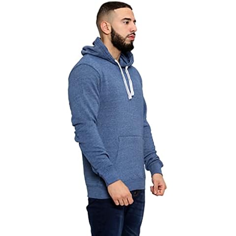 Mens Fleece Hoodie Pullover Sweatshirt Plain Overhead Hooded Top Gym Sports Joggers Hoody Casual Work Wear Jacket Denim Blue/M Cover