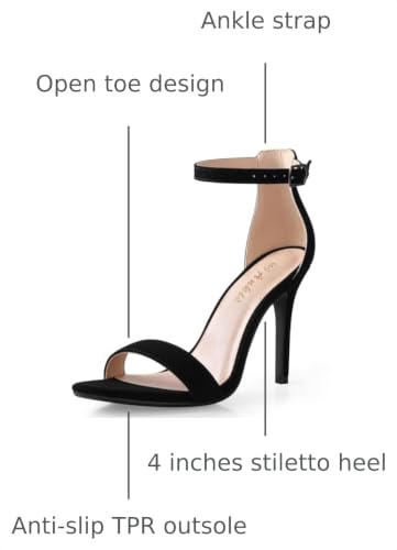 Image of Ankis High Heels for Women 4 Inches, Black Nude Gold Stiletto Heels Open Toe Ankle Strap Heeled Sandals for Dressy Wedding Party