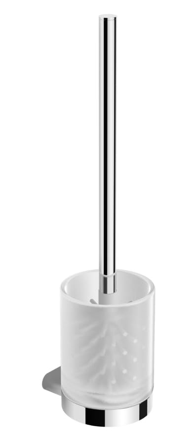 VIGOUR WC-Bürstengarnitur White mit sat. Glasbehälter verchromt | WHBU