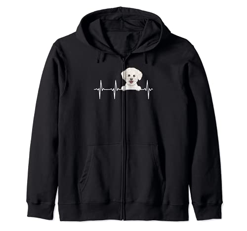 Funny Dog Heartbeat For Bichons Frise Lovers Zip Hoodie, Black