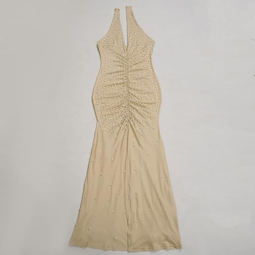 Image of PORRCEY Women's Sexy Elegant Rhinestone Bodycon Dress Hot Drilling Clubwear