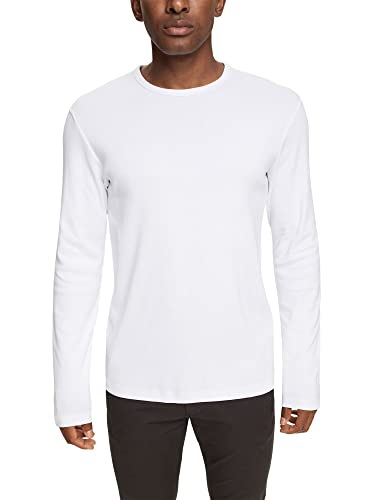 ESPRIT Herren Langarmshirt 998ee2k818, Weiß, XXL