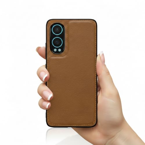 Image of Leather Case for OnePlus Nord CE 4 Premium Protective Stylish Slim Cover with Shockproof Raised Edges Brown