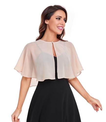 Capelets for Women Soft Chiffon Shawls Wraps Shurg for Evening Wedding Capes Bolero Cover Up3