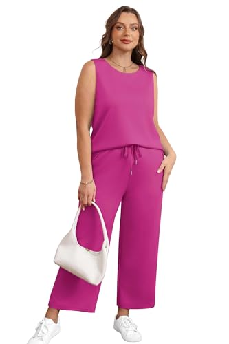 Image of SAMPEEL Two Piece Sets for Women Summer Outfits Beach Vacation Clothes Wide Leg Crop Pants