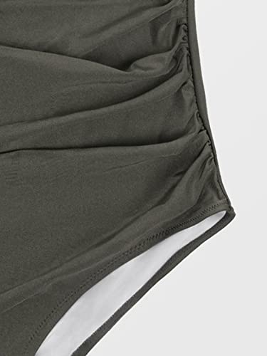 Cupshe Plus Size One Piece Swimsuit For Women Halter Keyhole Cutout Ruched Front Tummy Control, 1X Green #TOP6