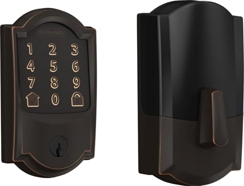 Image of Schlage Encode Smart WiFi Deadbolt Lock with Camelot Trim, Aged Bronze