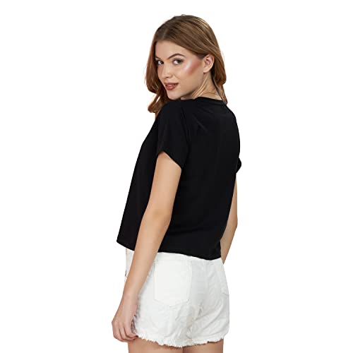 Image of WEET Cotton Crop Top for Women | Round Neck & Half Sleeves Crop Top t Shirts