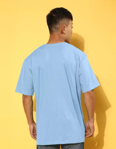 Image of Cotton Blend Oversized Loose Fit Drop Shoulder Graphic Printed Men's Half Sleeve T-Shirt (Sizes: S to 2XL)