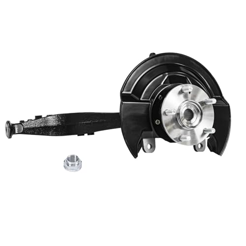 Image of Detroit Axle - 2.4L Front Left Steering Knuckle for 03-07 Honda Accord [Automatic Transmission], Driver Side Steering Knuckle & Wheel Bearing Hub Assembly 2003 2004 2005 2006 2007 Replacement