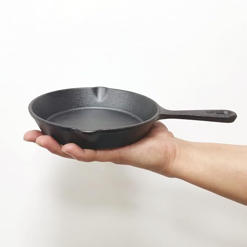 Sartén pequeña de hierro fundido de 15,2 cm, prerecubierta para superficie antiadherente, compatible con horno, parrilla, freidora de cocina, calidad restaurante