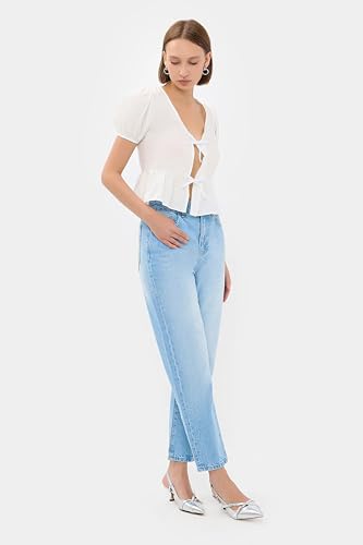 Hiccup Short Sleeve Tie-Front V-Neck Blouse3