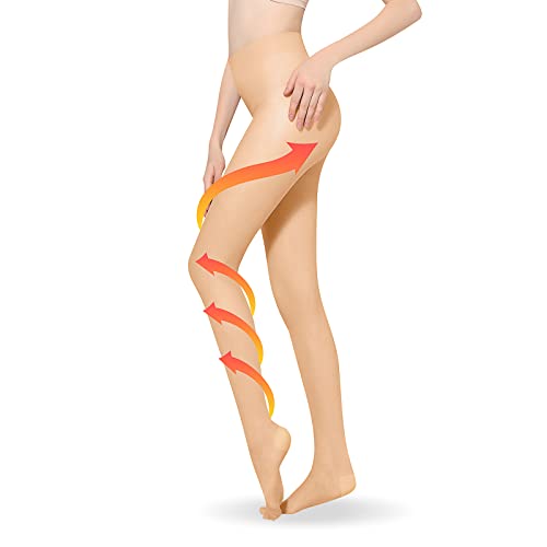 CARER Healthcare Incontinence Pregnancy Medical Compression Stockings Progressive Compression Stocking Pantyhose, Beige, Small