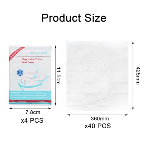 40 Stück Toilettenauflage,Einweg Toilettensitzbezug,Einweg Toilettenauflage,Toilet Seat Cover,WC Papiersitze,Toilettensitz Papierauflage Spülbarer,für Reisen,Geschäftsreise(425 * 360mm)