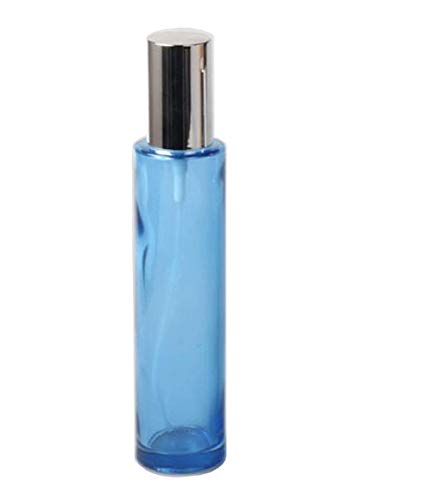 1PC Empty Upscale Blue Glass Refillable Cosmetic Pump Lotion Dispenser Bottle Container For Skin Care Cream Serums Liquid Makeup Beauty (60ML /2 oz)