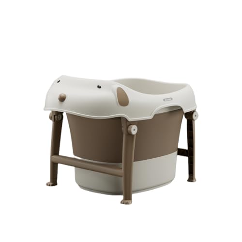 WXQポータブルバスタブ 折りたたみ浴槽 かわいい子供用折りたたみバスタブ 持運び便利 風呂 バケッツ 子供 バスルーム 家庭用大容量バスタブ 収納便利、ポータブル、保温、耐久性、浸漬タイプ (コーヒー色)