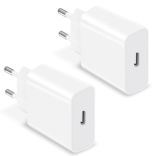 Image of 2 Pack EU Travel Adapter Charger, 20W European Plug Adapter Fast Charging EU Europe Travel Adaptor USB C Fast Charger Plug for iPhone 17 16 15 14 13 12 11 Pro Max, iPad Pro/Air, Samsung Galaxy