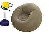 T-FOUR Sillón Inflable Silla Aterciopelada Cómodo Sofá +Bomba (Marrón), sofás Perezosos,...