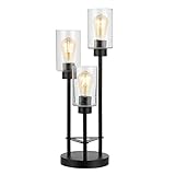 JONATHAN Y JYL3084A Axel Modern 20.5' 3-Light Iron/Seeded Glass Modern Industrial LED Table Lamp...
