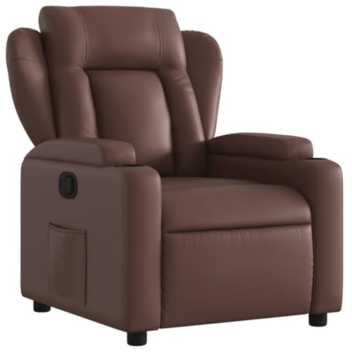 vidaXL Fauteuil Inclinable, Chaise de Relaxation avec Porte-gobelets, Siège avec Dossier et Accoudoirs Salle de Séjour, Moderne, Marron Similicuir