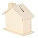 Greatangle Bambini Baby Handmade Fai da Te Baipi Moneta in Legno Casa Salvadanaio Chalet Risparmia Denaro Base Art Decor Giocattolo Ornamento da Collezione Bianco Caldo a Forma di casa