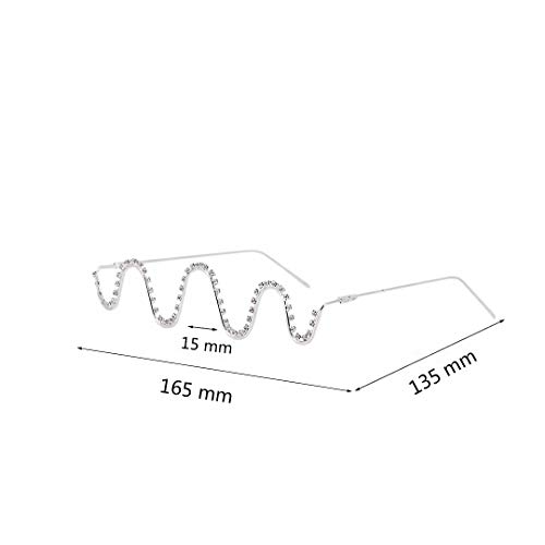 Naimo No Lens Diamond Decor Half Glasses Frame Retro Crystal Metal V Frame Eyeglasses Without Lens2