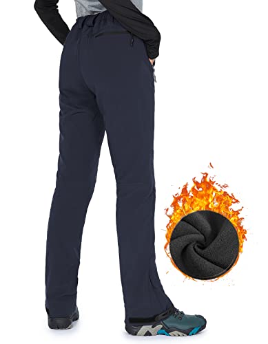 Hiauspor Women's Hiking Pants Waterproof Snow Ski Winter Pants Fleece Lined Outdoor Softshell Insulated Snowboarding Pants (Navy, Xx-Large) #TOP1