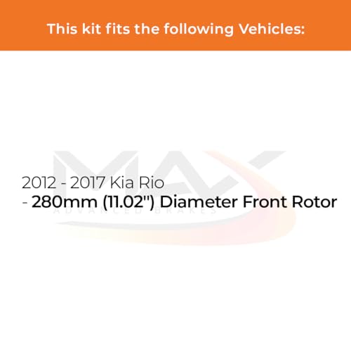 Image of Max Advanced Brakes Front Brake Kit Compatible With 2012 2013 2014 2015 2016 2017Kia Rio w /11.02 inch Front Rotors Replacement Geomet Coated OE Disc Brake Rotors and Ceramic Brake Pads