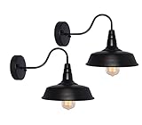 BRIGHTESS #61 Retro Black Wall Sconce Gooseneck Barn Flat Lamp Industrial Vintage Farmhouse Wall Lam