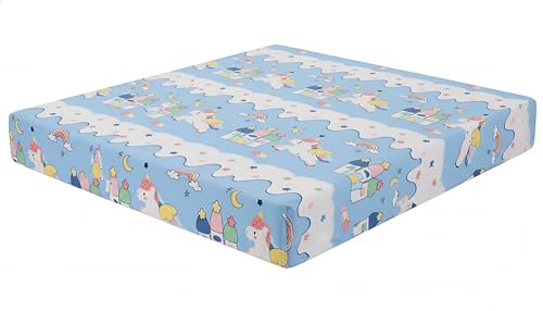 Image of Filymore Star Unicorn Single bedsheet for Girls Kid bedsheet for Single Size Bed 240 TC Microfiber Soft Cartoon bedcover for Kids Room (90x60 Inches)(SkyBlue and White)