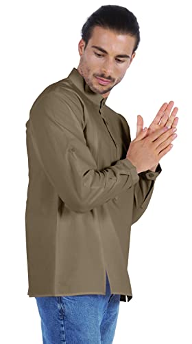 Atasi Indian Mens Henley Shirt Long Sleeve Casual Mandarin Collar Short Kurta3