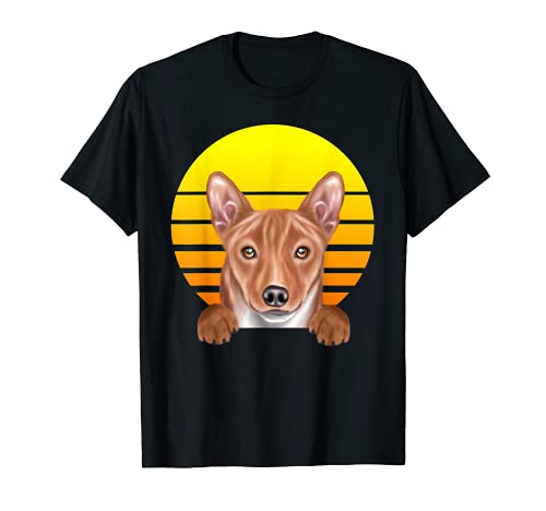 Vintage Sunset Basenji Dog Lover T-Shirt, Black