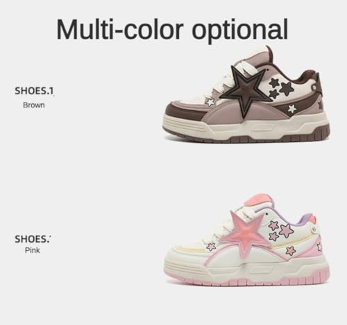 Star Shoes Chunky Sneakers Colorful Platform Cute Laces Up Athletic Streetwear for Women Stylish Comfort Slip-Resistant4