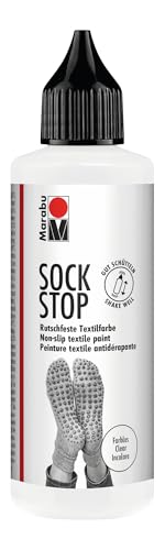 Marabu Sock Stop Textilfarbe 90 ml in Transparent gummiartige Antirutsch-Farbe für Stoppersocken helle und dunkle Stoffe auf Wasserbasis (kein Latex) 17220106100