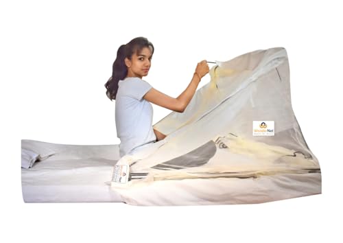 Image of Queen Size Mosquito Net, Cream Color, 5Ft X 6.5Ft (60inch X 78inch) for Beds