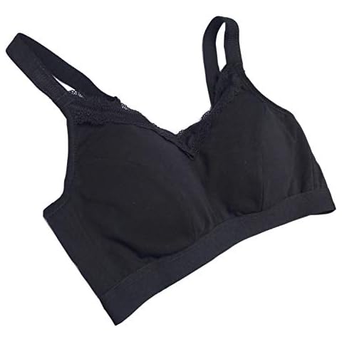 BIMEI Mastectomy Bra Pocket Bra for Silicone Breast forms Comfortable Underwear Wire-Free bra Lightly padded molded cups (40C, Black) Cover