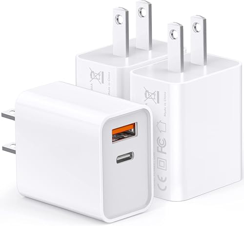 USB‑C Dual Port Charger 3‑Pack 30W PD+QC Adapter Block